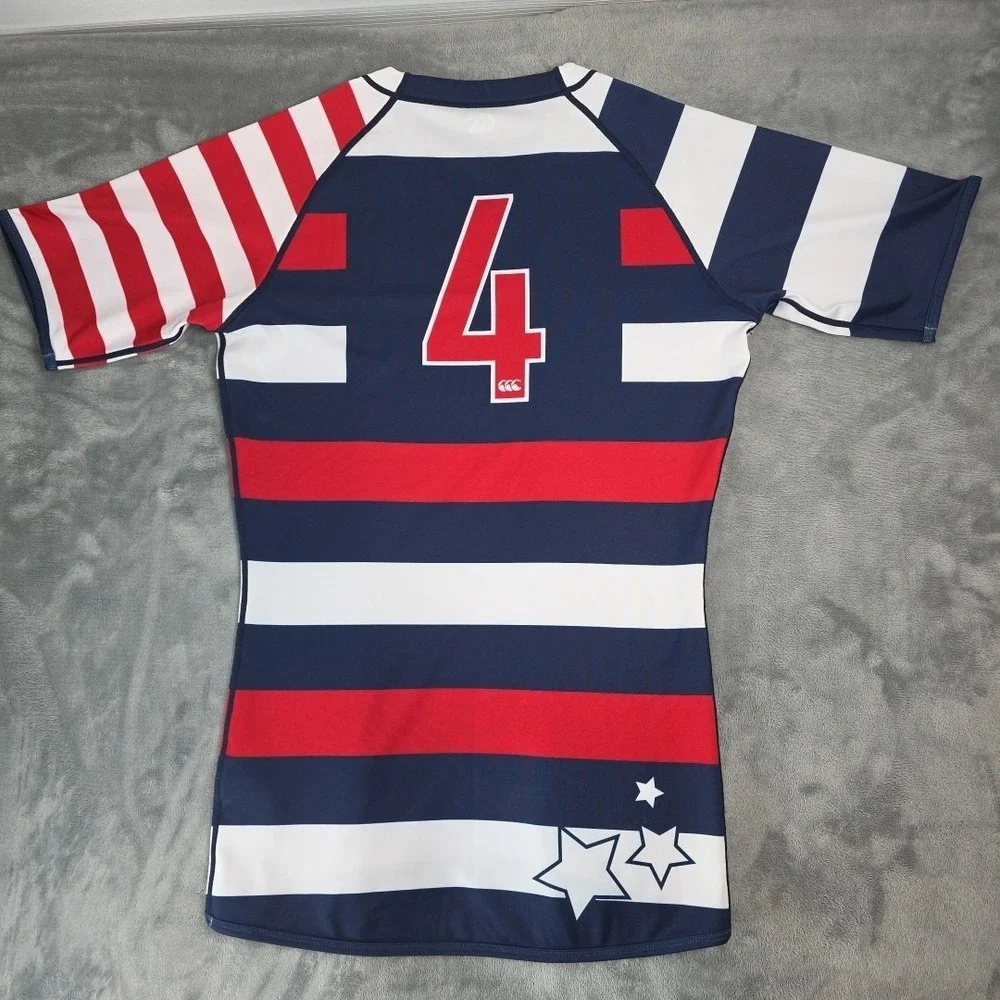 Canterbury USA Rugby Jersey Manhattan RFC #4 Men's Size L‎ Red White Blue - Picture 5 of 6